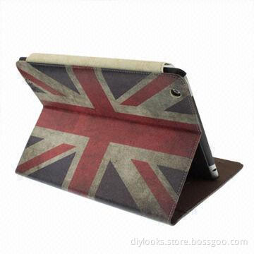 Retro British Flag Leather Case for New iPad, with Credit Card Slot